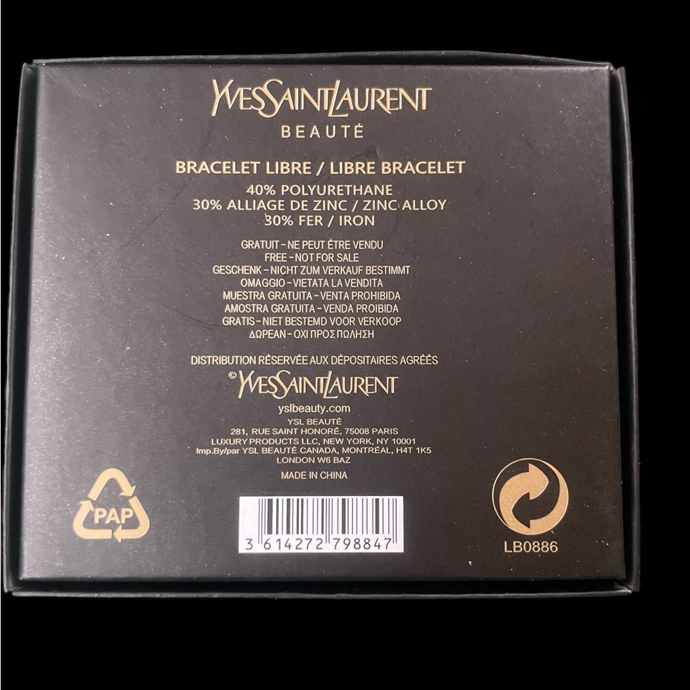 NEW in Box Yves Saint Laurent VIP Black and Gold Women's Vegan Leather Bracelet - Picture 8 of 9